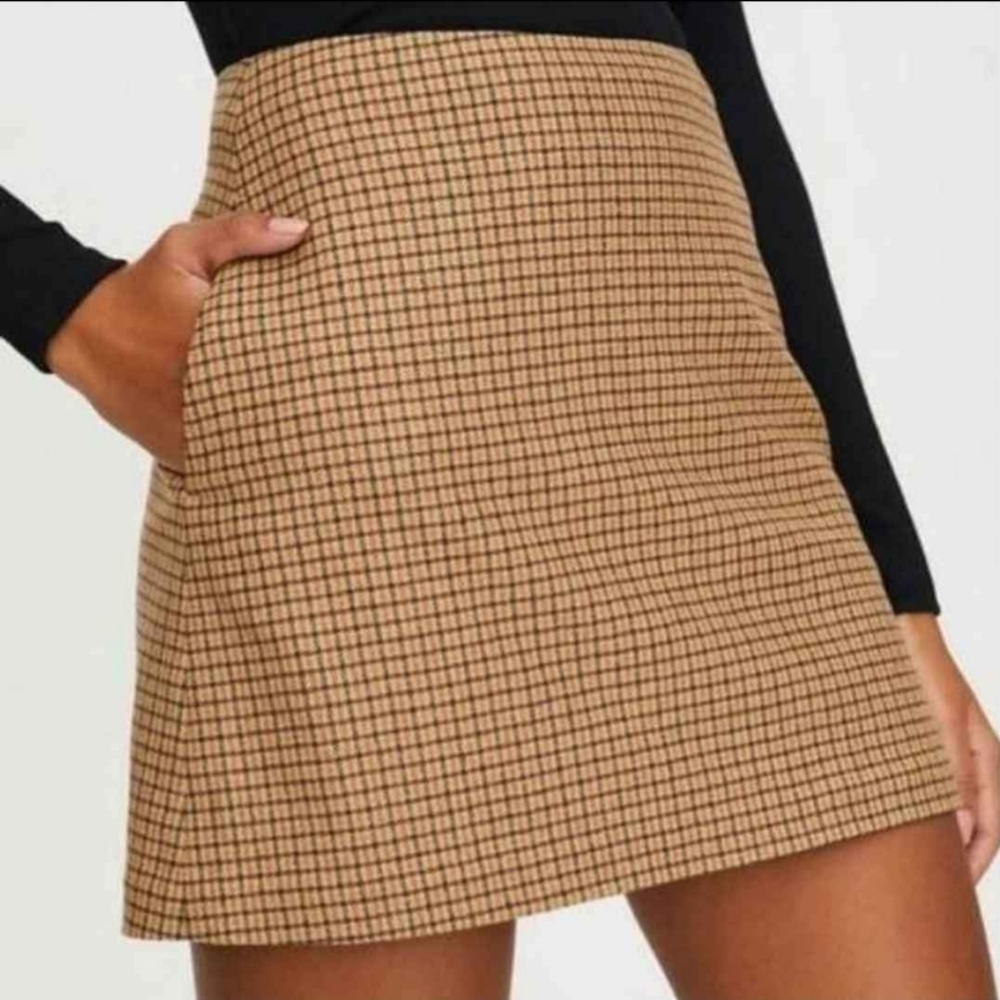 Wilfred Tan Checkered Skirt
